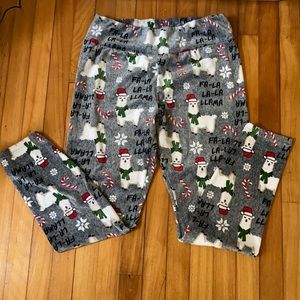 Christmas fleece llama print leggings